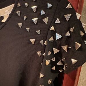 MICHAEL Michael Kors Black Embellished Short Sleeve Dress